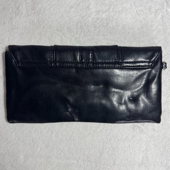 Black Leather Clutch with Rhinestone Accents - Picture 2 of 4